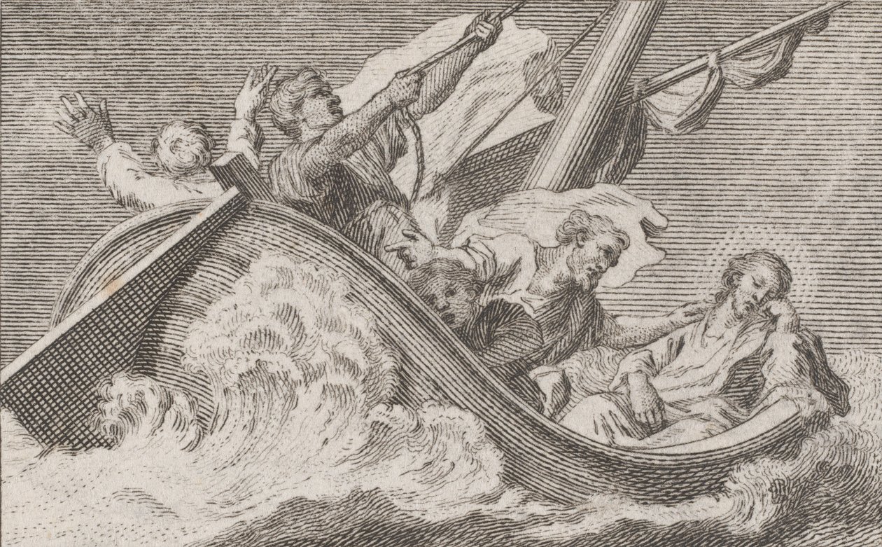 Balıkçılar ile bir teknede İsa, ca. 1760-93. by Antonio Capellan
