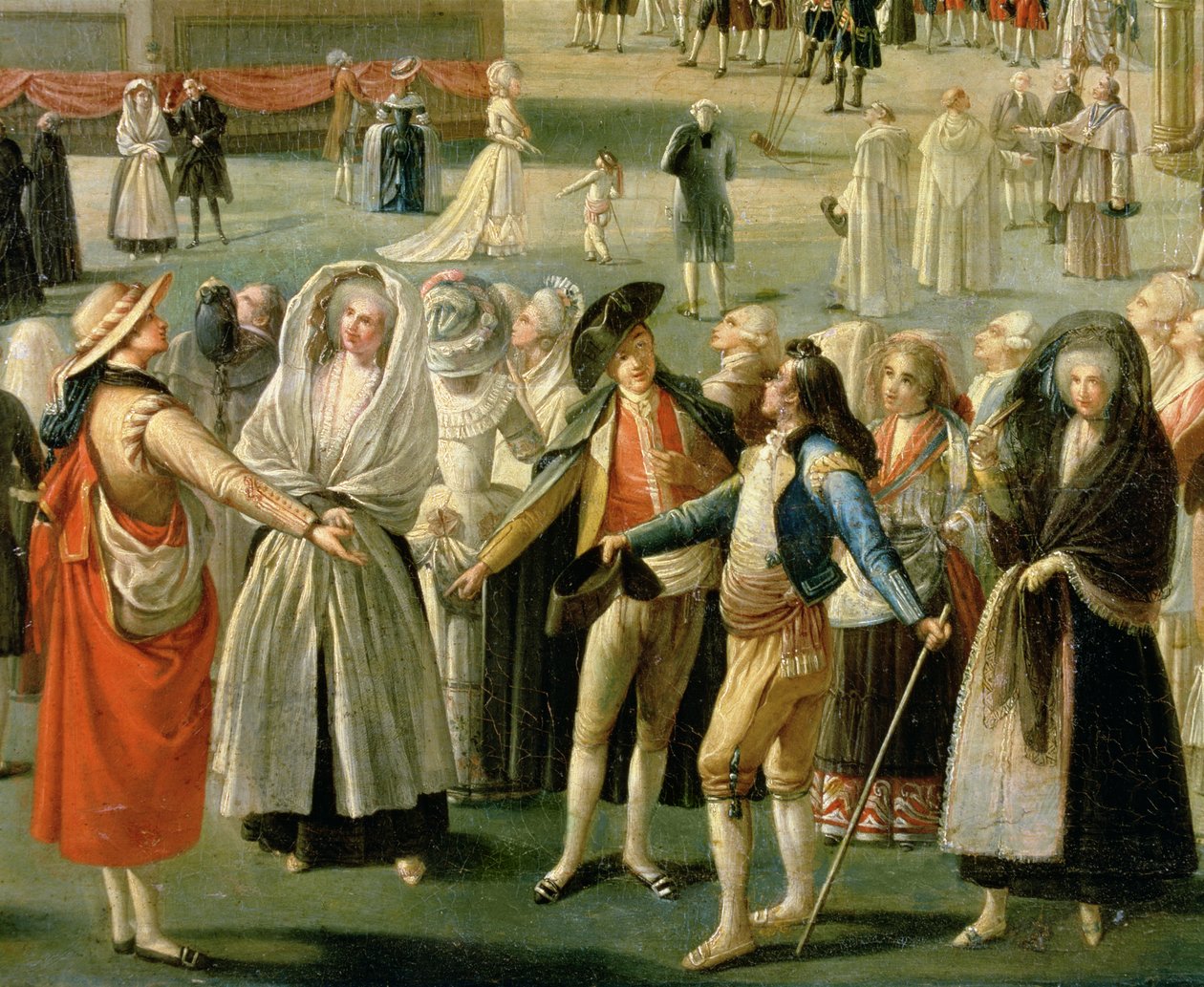 Madrid'de Sıcak Hava Balonunun Yükselişi, kalabalığın detayı (tuval üzerine yağlı boya) (detay) by Antonio Carnicero