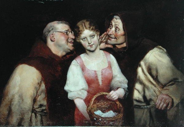 İki Ateş Arasında (panelde yağ) by Antonio Casanova y Estorach