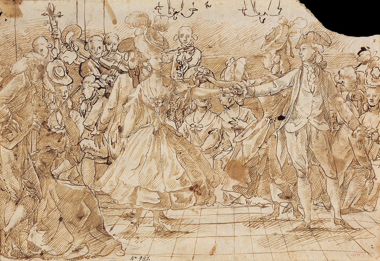 "" Menuet "" - Oeuvre de Antonio Casanovas Torrents (1752-1796) Minuet Kalem, kağıt üzerinde kahverengi Hint mürekkebi c. 1780 Katalonya Ulusal Sanat Müzesi, Barselona 20.9x30 by Antonio Casanovas i Torrents