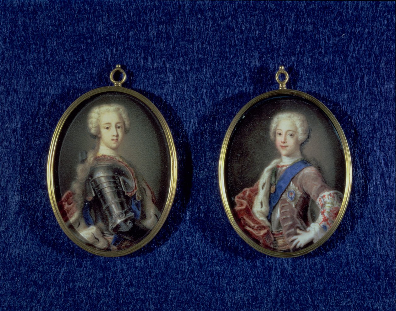 Prens Henry Benedict Stuart (1725-1807) ve Prens Charles Edward Stuart (1720-88), c.1734 (fildişi üzerine yağ) by Antonio David