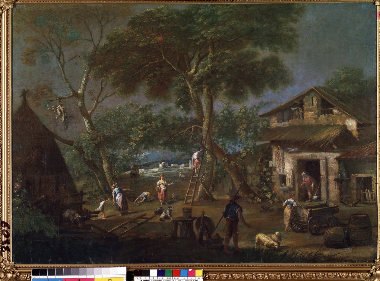 ""İtalya Manzarası"" (İtalyan manzarası) İtalyan kırsalında bir çiftlik evi. Resim Antonio Diziani (1737-1797) Mikalojus Konstantinas Ciurlionis Güzel Sanatlar Müzesi, Kaunas, Litvanya by Antonio Diziani