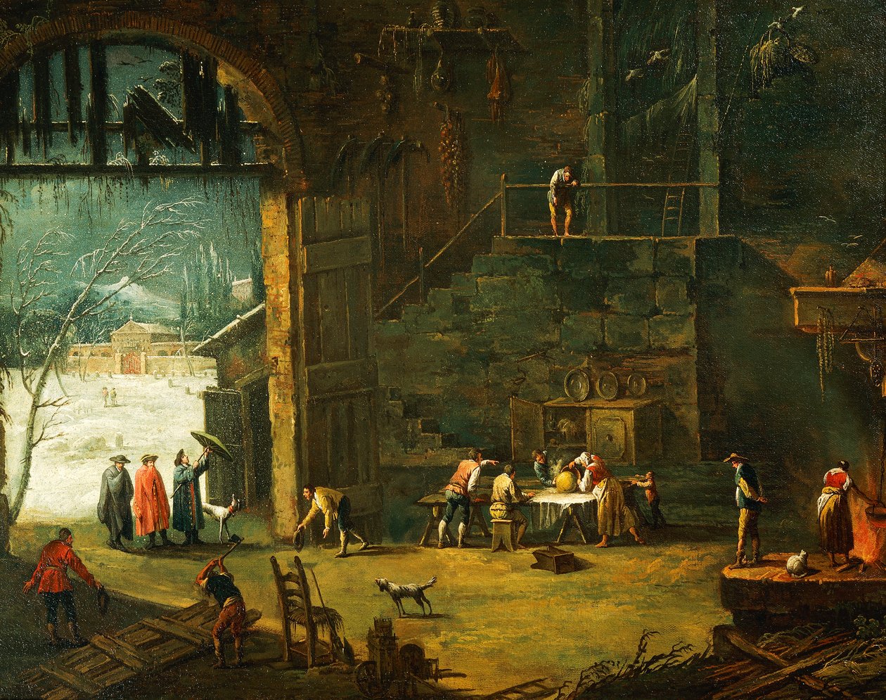 Kış, bir asilzadenin villaya gelişi, Antonio Diziani (1737-1797), resim. by Antonio Diziani