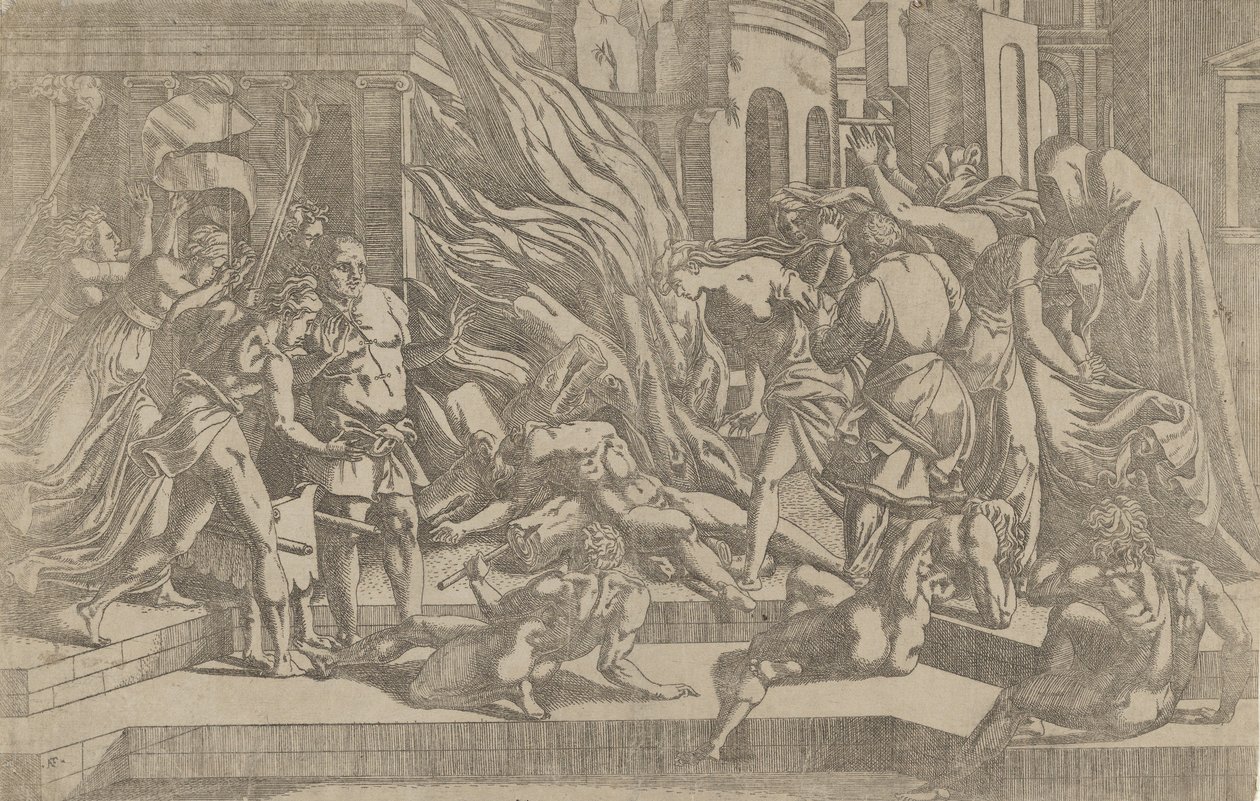 Bir cesedin yakılması, 1540-45. by Antonio Fantuzzi