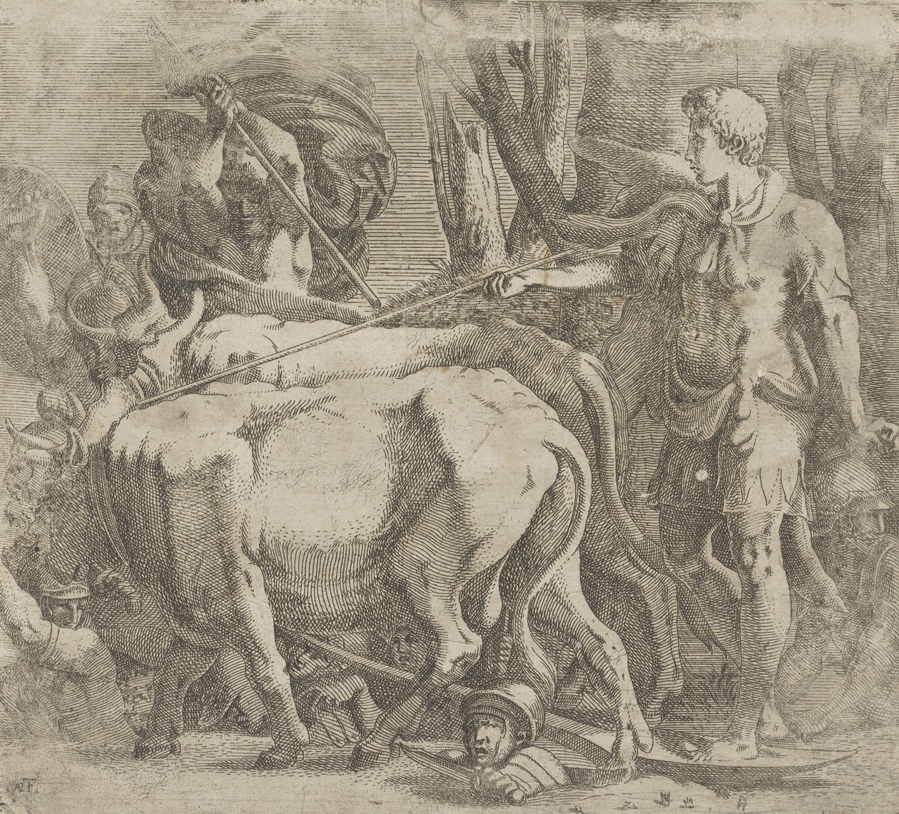 Cadmus, Ejderhanın Dişlerini Ektiği Tarlayı Sürerken, 1540-45. by Antonio Fantuzzi