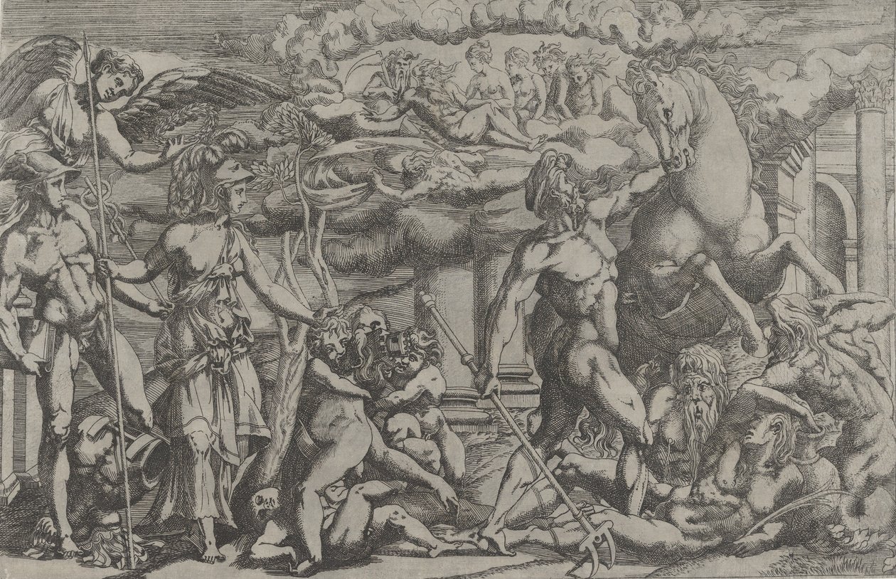 Neptün ve Athena Arasındaki Yarışma, 1540-45. by Antonio Fantuzzi