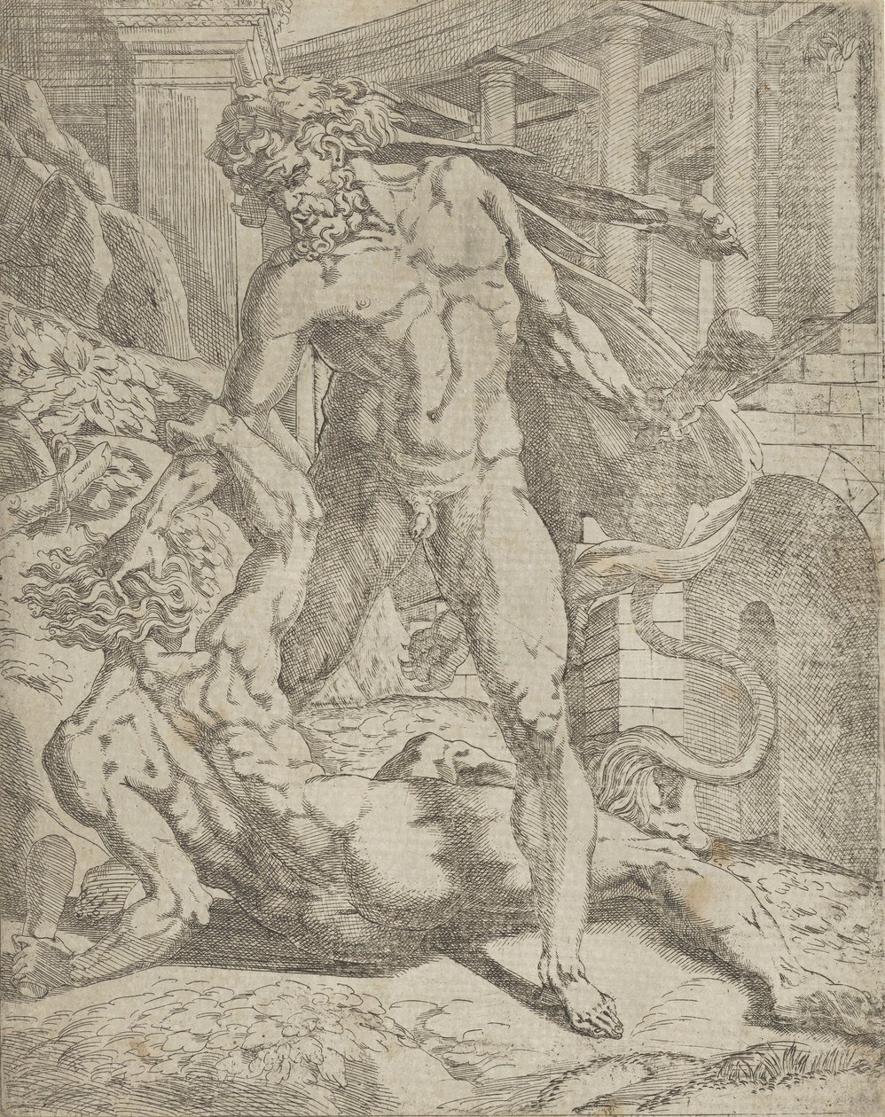Herkül ve Cacus, 1540-45. by Antonio Fantuzzi