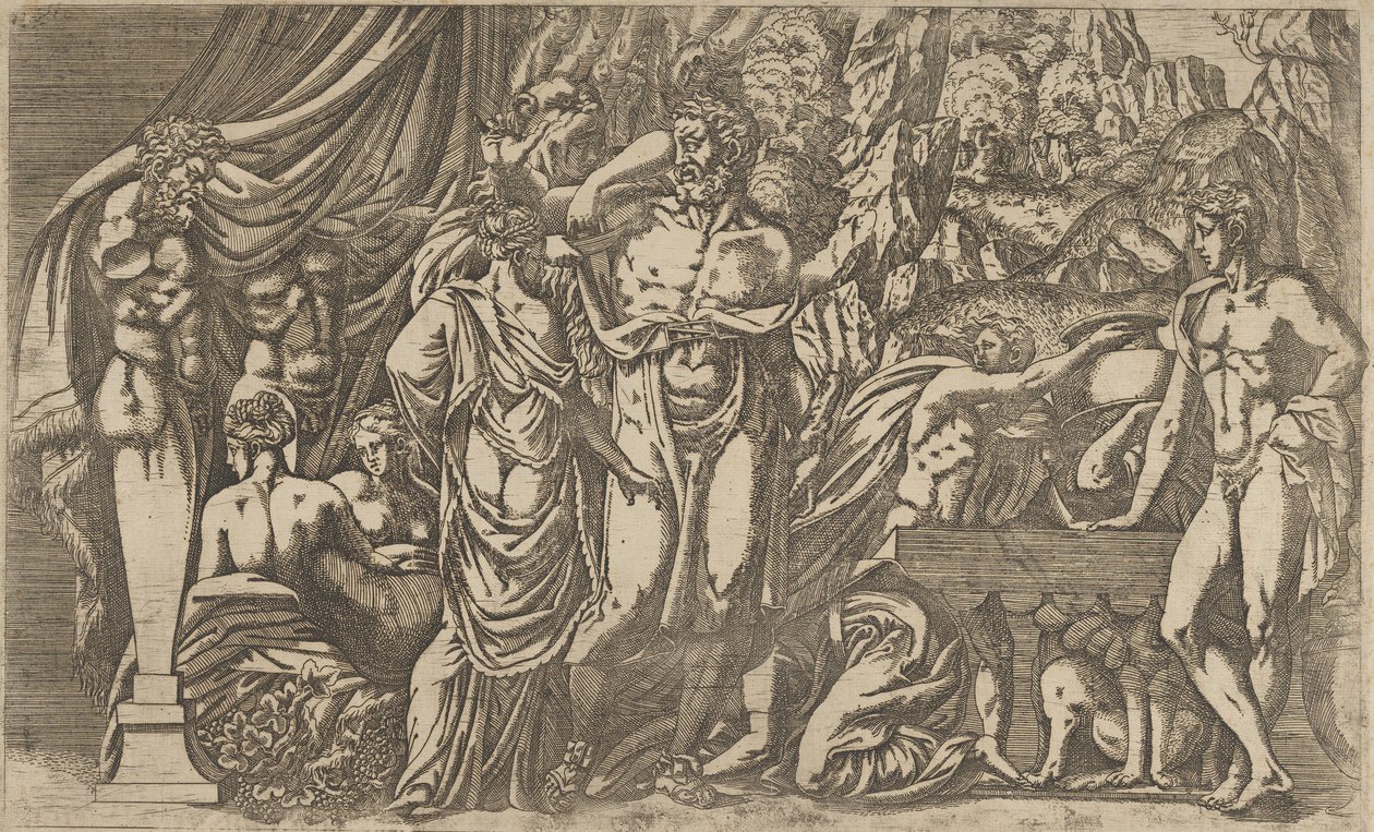 Kadın kılığında Herkül, 1540-45. by Antonio Fantuzzi