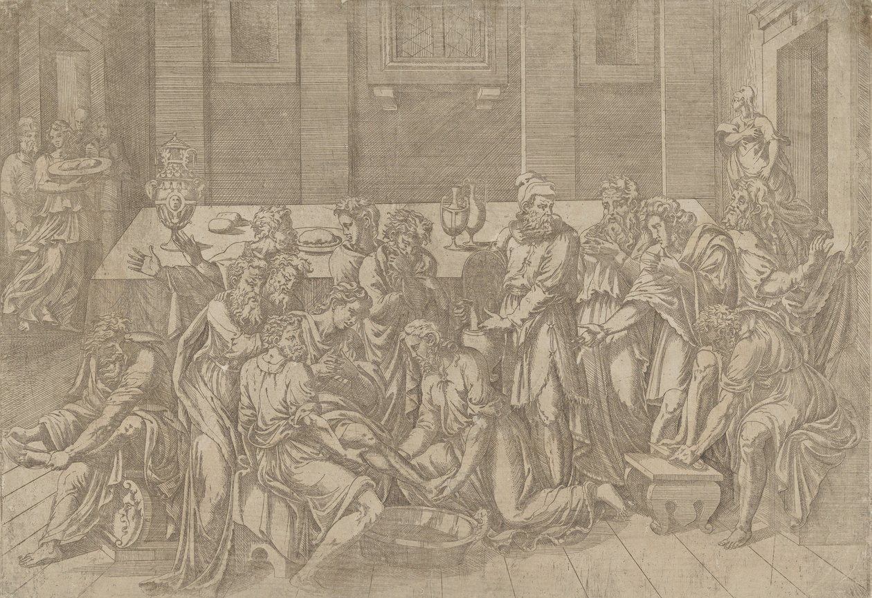 İsa Havarilerin Ayaklarını Yıkamak, 1540-45. by Antonio Fantuzzi