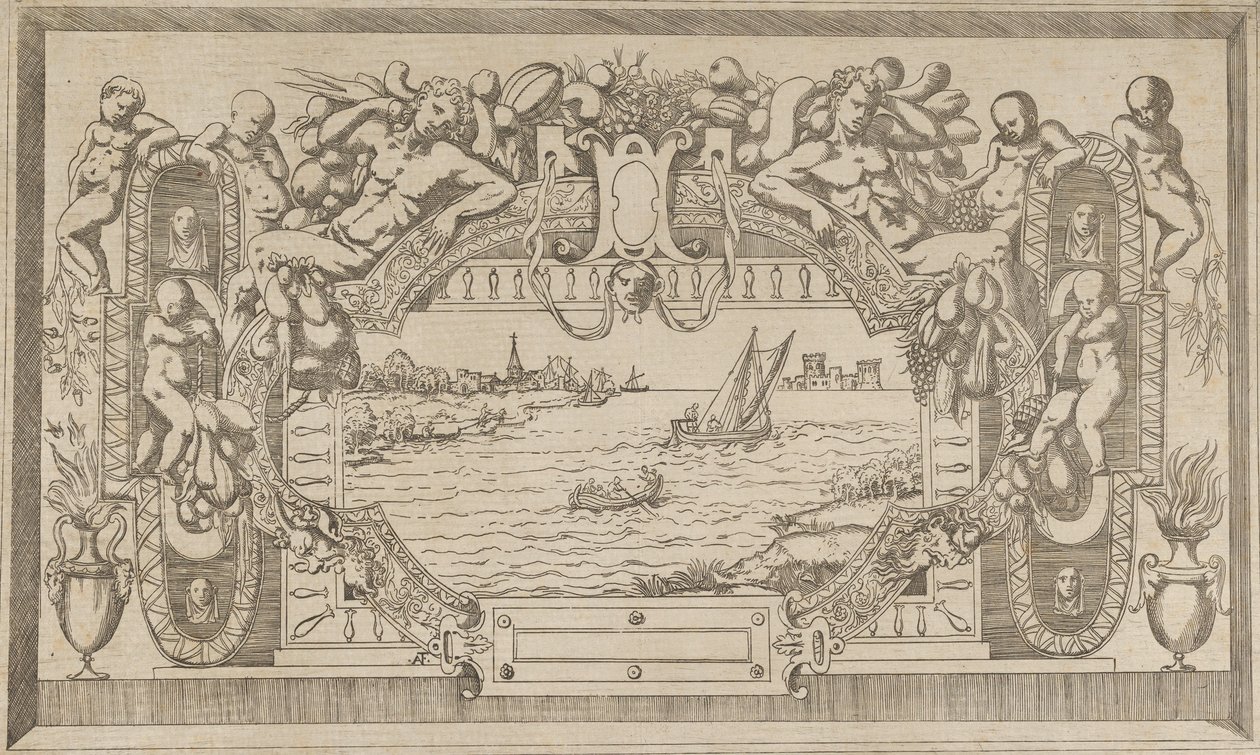 Süs Çerçeveli Peyzaj, ca. 1543. by Antonio Fantuzzi