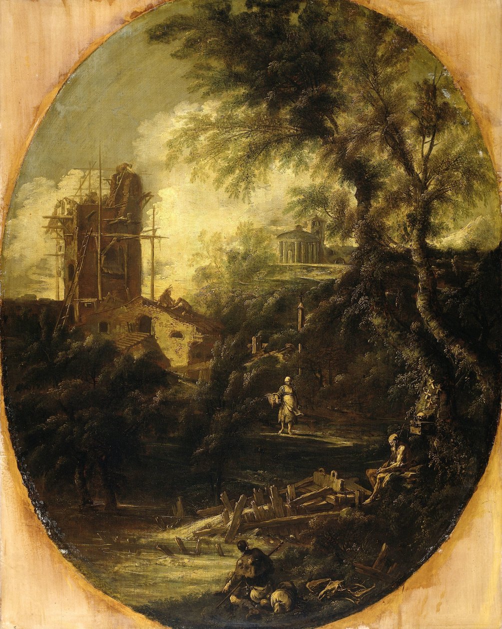 Münzevi, Hacı ve Köylü Kadın ile Manzara by Antonio Francesco Peruzzini (attributed to)
