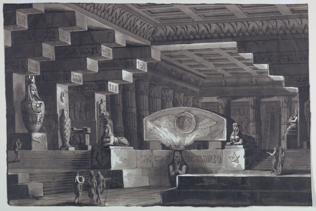 Sahne Tasarımı, Mısır Tapınağı İçi by Antonio Giuseppe Basoli