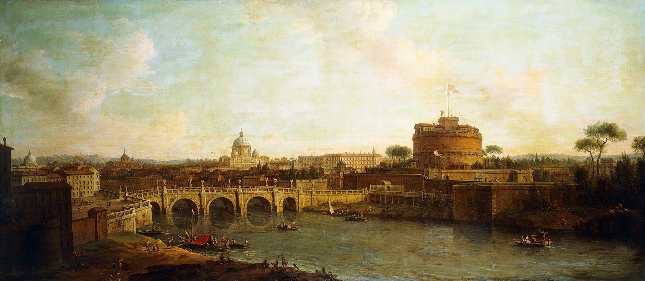 Castel Sant "Angelo ve Ponte Sant" Angelo, Roma, by Antonio Joli