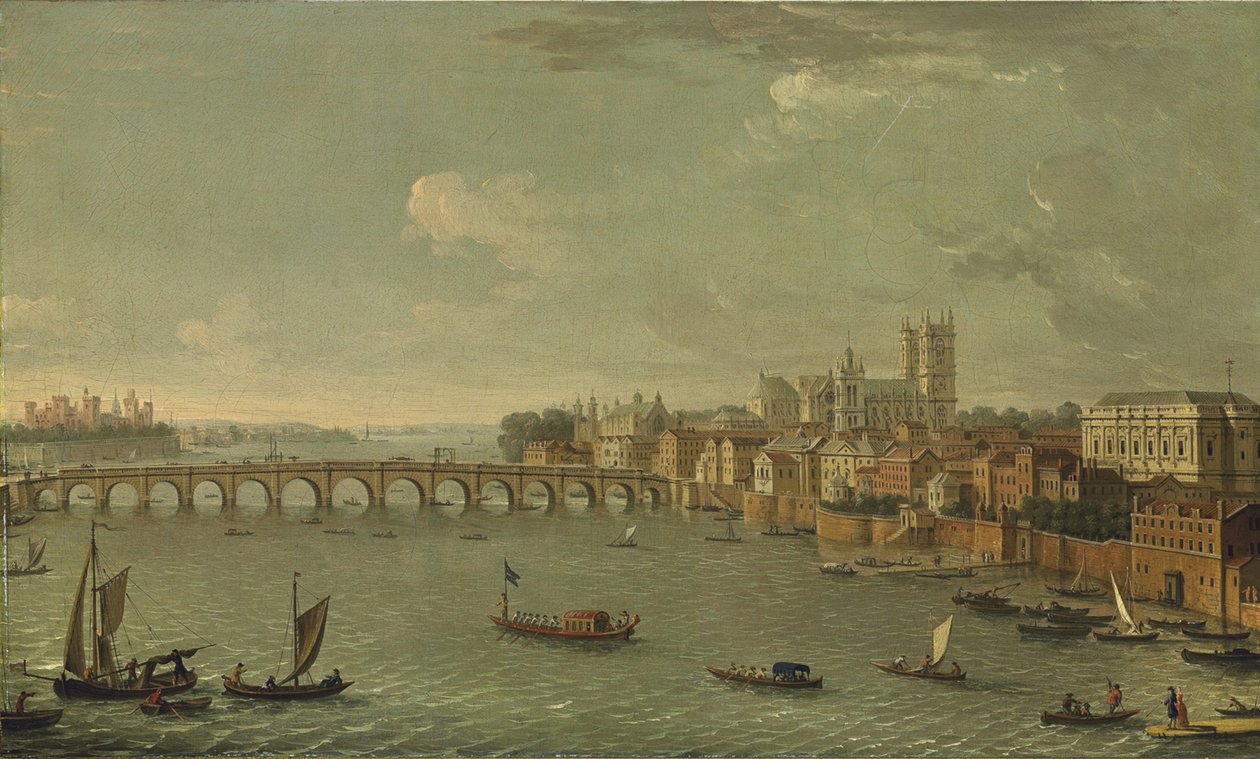 Londra'nın dört manzarası: Westminster'a bakan Thames by Antonio Joli