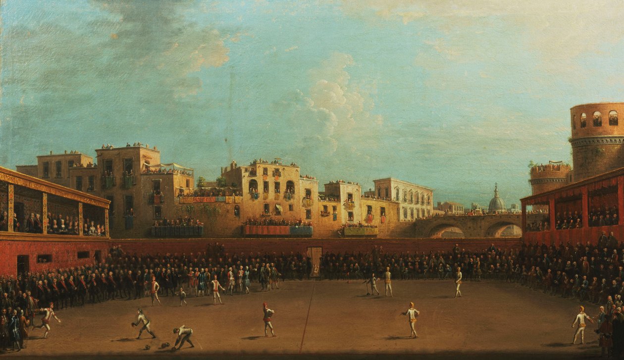 Napoli Kralı IV. Ferdinand ve Kraliçe Caroline, Palla a Bracciale Oyununa katılıyor, by Antonio Joli