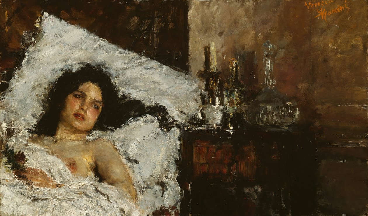 Dinlenme, c. 1887. by Antonio Mancini