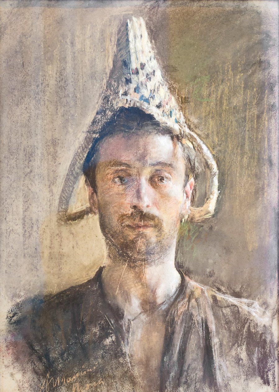 sepet ile otoportre by Antonio Mancini