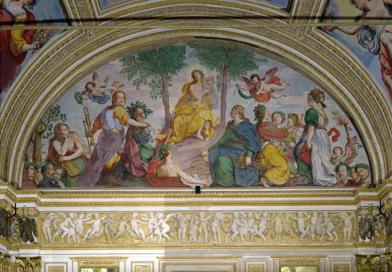 Aynalar Salonu, Apollon ve İlham Perileri (fresk) by Antonio Maria Viani