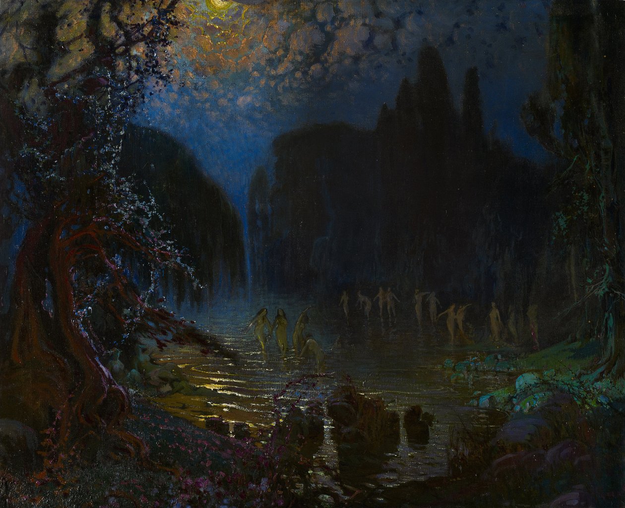 Perilerin Yıkanması - Munoz Degrain, Antonio (1840-1924) - c. 1915 - Tuval üzerine yağlı boya - 76,5x93,5 - Museo Carmen Thyssen, Malaga by Antonio Munoz Degrain