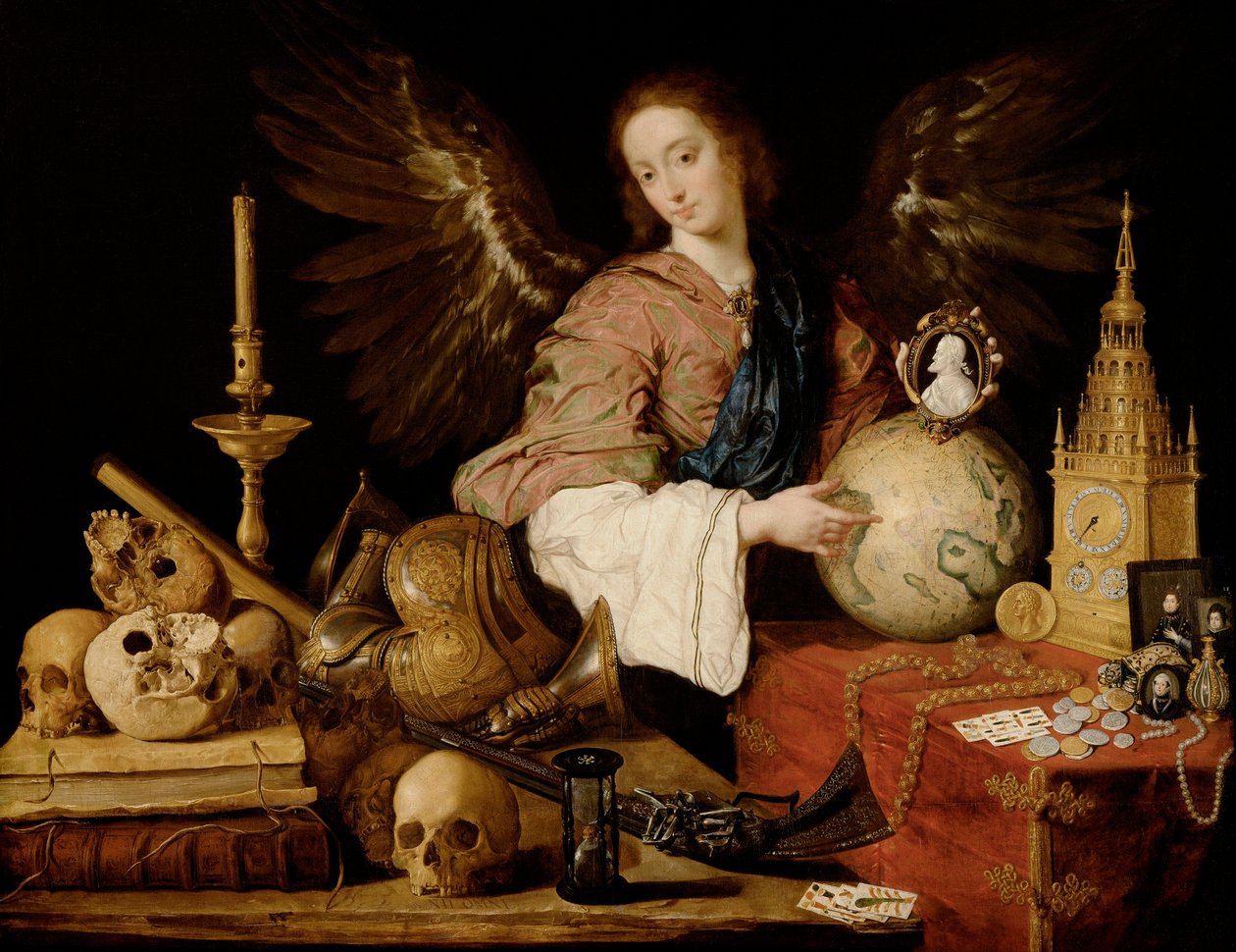 ""Alegorie de la Vanite"" (""Kibir Alegori"") Bâtıla ve sönmüş bir mum detayı - Resim Antonio de Pereda y Salgado (1611-1678) 1634 Dim 139.5x174 cm Viyana, Sanat Tarihi Müzesi by Antonio Pereda y Salgado