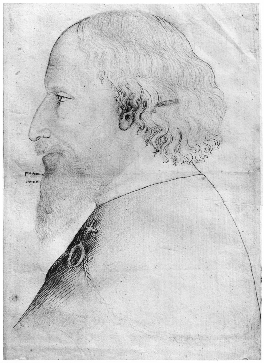 Sigismund, Kutsal Roma İmparatoru, Vallardi Albümünden (kalem, mürekkep, kurşun kalem ve kağıt üzerine kırmızı tebeşir) by Antonio Pisanello