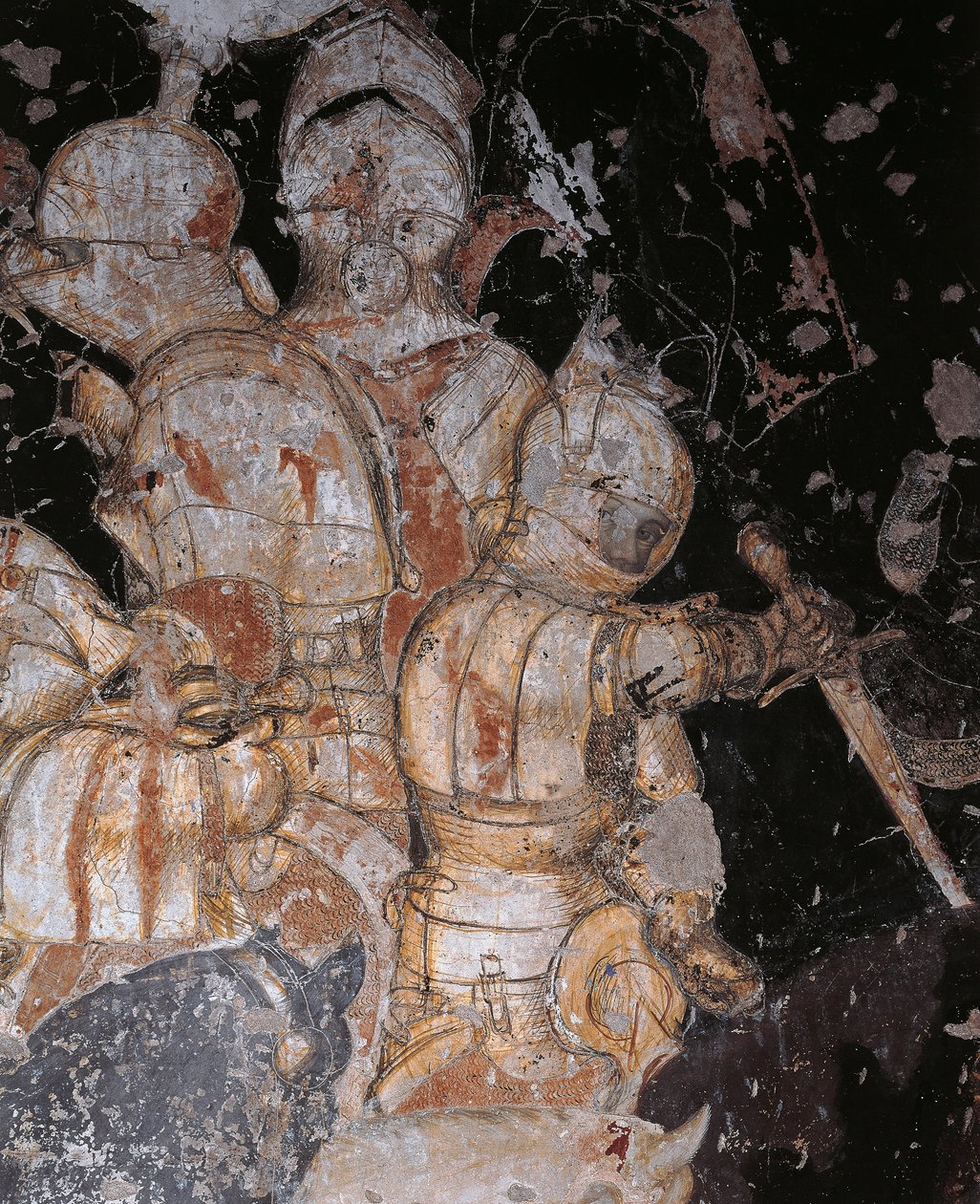 Antonio Pisano tarafından Pisanello (1395 öncesi-ca 1455 öncesi), fresk, detay, Palazzo Ducale, Mantua olarak bilinen Louvezerp Turnuvası-Savaşı by Antonio Pisanello
