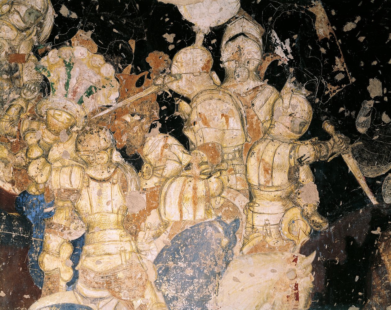 Louvezerp Turnuvası-Savaşı, Antonio Pisano tarafından Pisanello (1395 öncesi-ca 1455 öncesi), fresk olarak bilinir. Detay. Palazzo Ducale, Mantua. by Antonio Pisanello