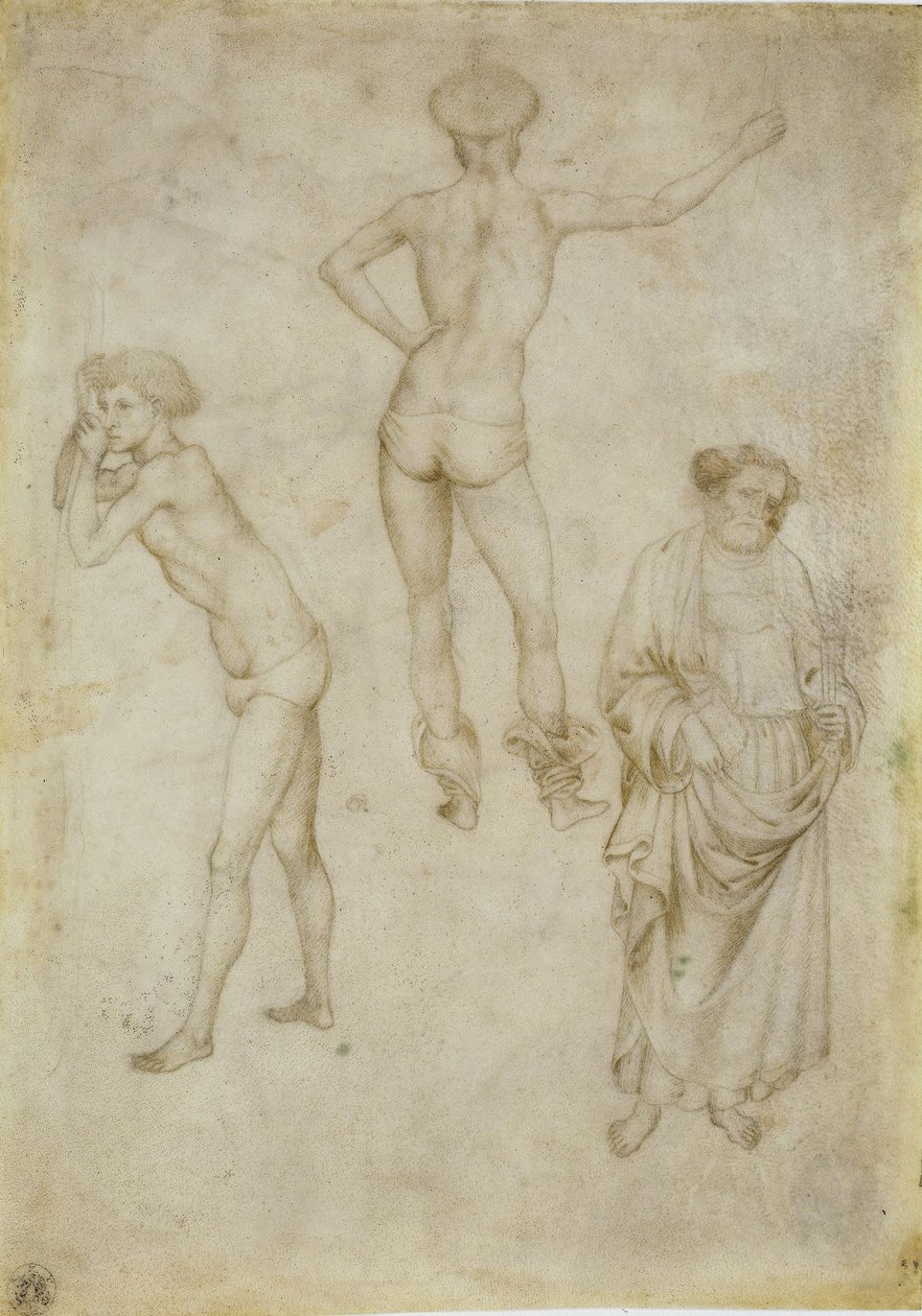 İki erkek figürü çalışması ve Aziz Petrus, 1430-1435 by Antonio Pisanello