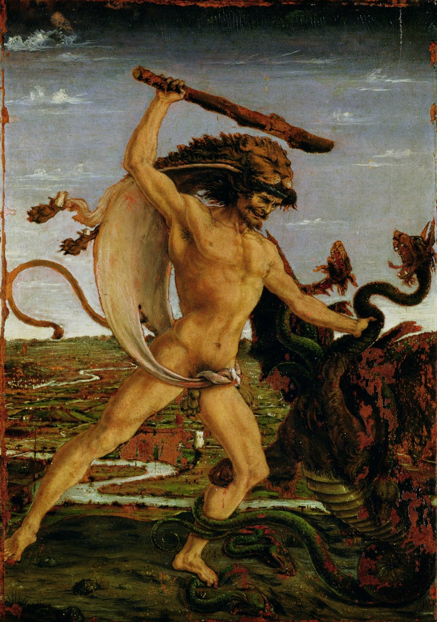 Herkül ve Hydra (panelde tempera) by Antonio Pollaiuolo