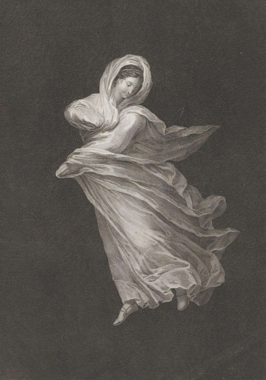 Akan perdeli bir bacchante, aşağı bakıyor, sağ kolu bükülü ve sol kolu ..., yakl. 1795-1847. by Antonio Ricciani
