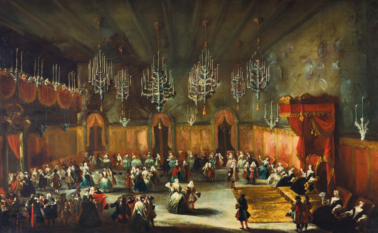 Pfalz Seçkisi Anna Maria Luisa de Medici onuruna balo, yaklaşık. 1718-1719. by Antonio Stom
