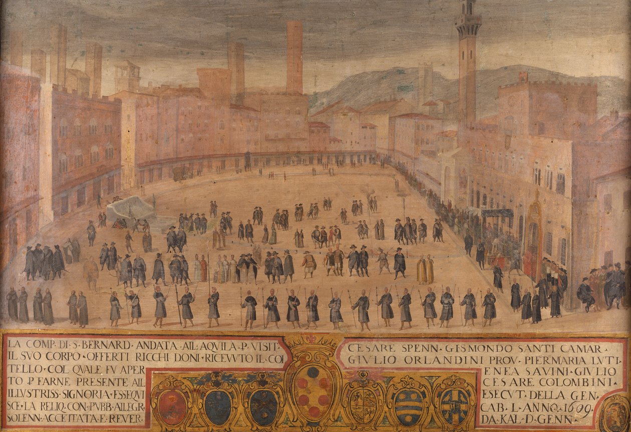 Piazza del Campo Siena'daki L'Aquila'dan Saint Bernardino Şirketi'nin Dönüşü by Antonio Taddeo di Gregori