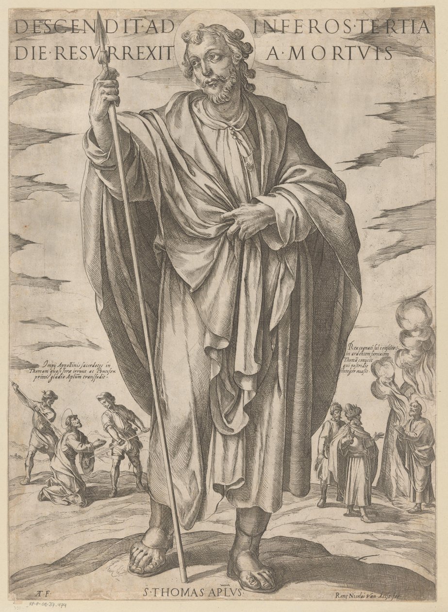 Heilige Tomas hakkında üçüncü gün cehenneme indi ve ölümden dirildi (nesnedeki başlık) Christ, Mary en de apostelen (dizi adı) by Antonio Tempesta