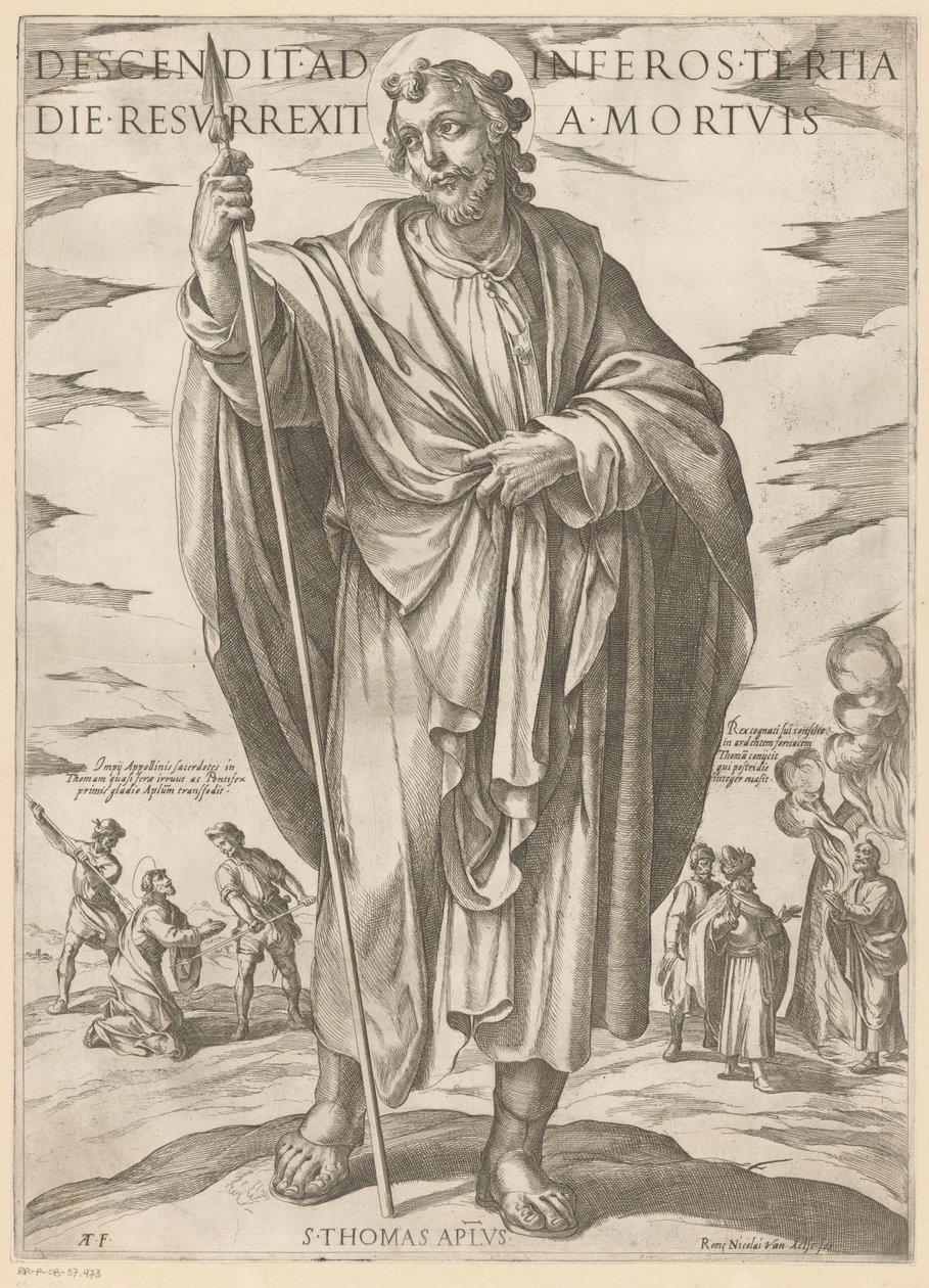 Heilige Tomas hakkında üçüncü gün cehenneme indi ve ölümden dirildi (nesnedeki başlık) Christ, Mary en de apostelen (dizi adı) by Antonio Tempesta