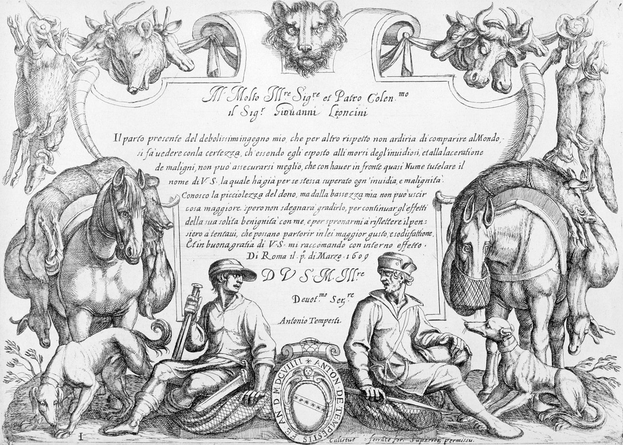 Bir dizi av sahnesinin ön yüzü, 1609 by Antonio Tempesta