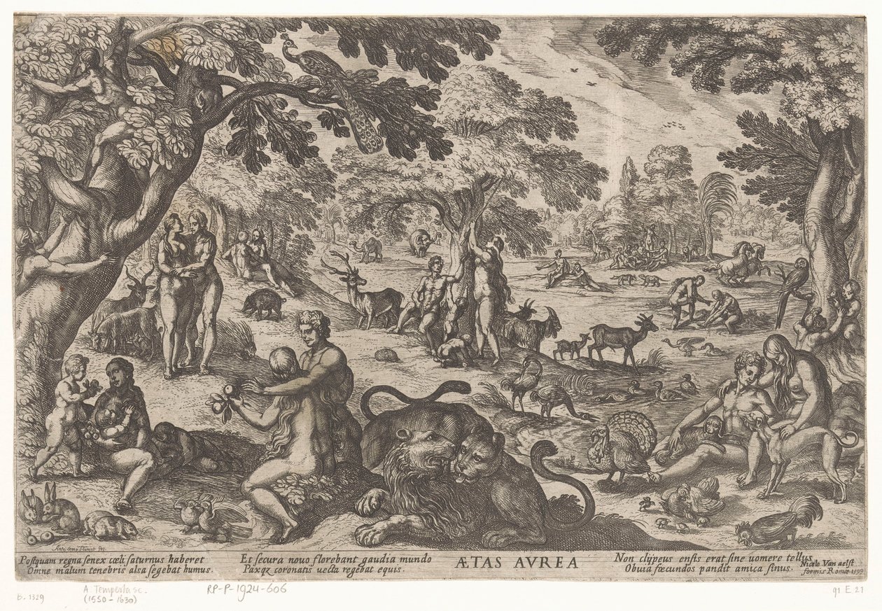 altın Çağ Aetas aurea (nesne üzerindeki başlık) Dünyanın Dört Çağı (dizi adı) by Antonio Tempesta