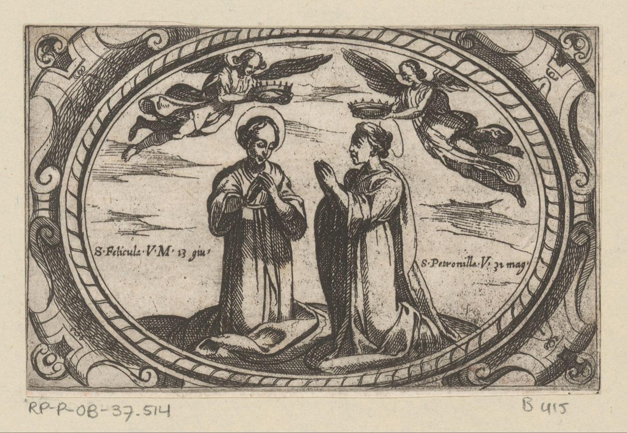 H. Felicula ve H. Petronilla Romeinse martelaressen (dizi adı) Şehit olan birçok Roman bakirenin görüntüleri (dizi başlığı) by Antonio Tempesta