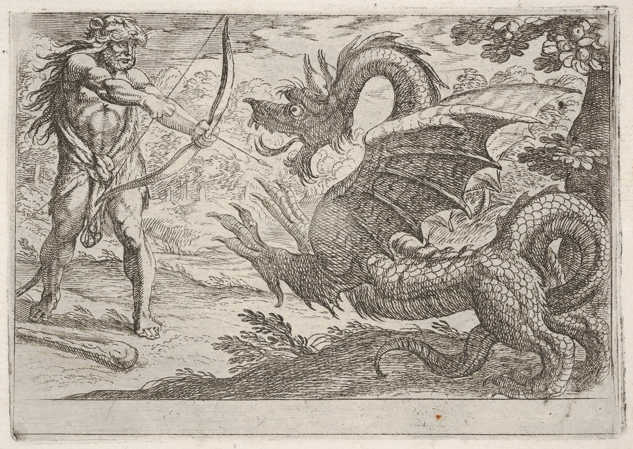 Herkül ve Yılan Ladon: Herkül yayını çeker, büyüyen yılan pro..., 1608