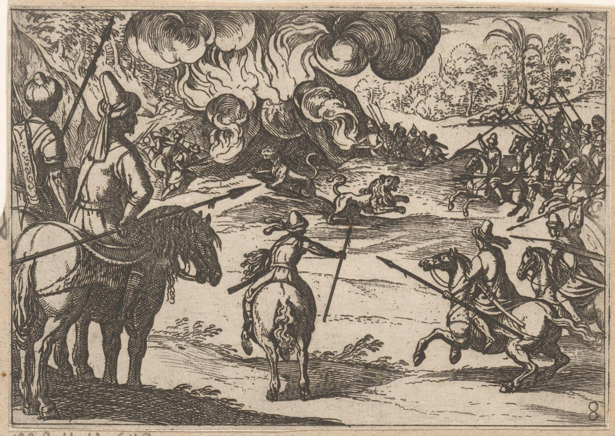 aslan avı Av sahneleri (bölüm 3) (dizi başlığı) by Antonio Tempesta
