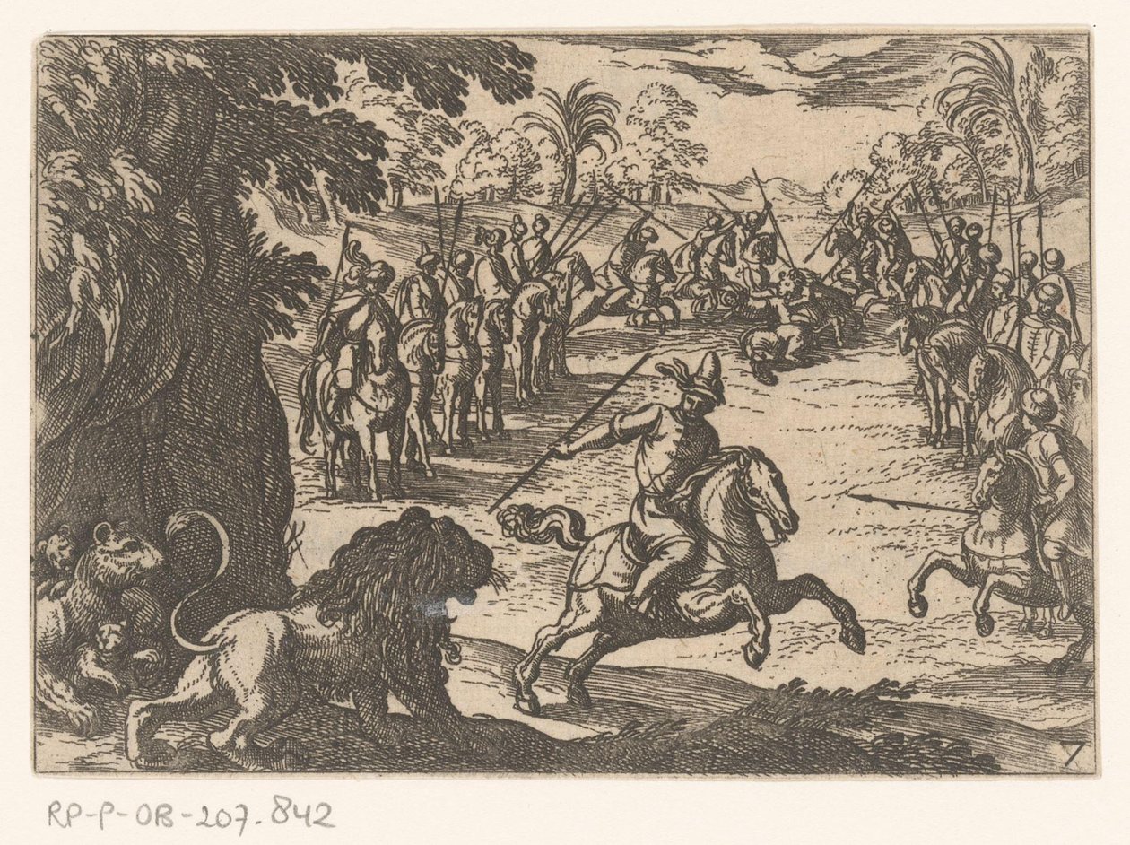 aslan avı Av sahneleri (bölüm 3) (dizi başlığı) by Antonio Tempesta