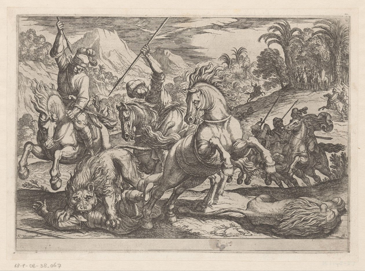 aslan avı Av sahneleri (bölüm 7) (dizi başlığı) by Antonio Tempesta