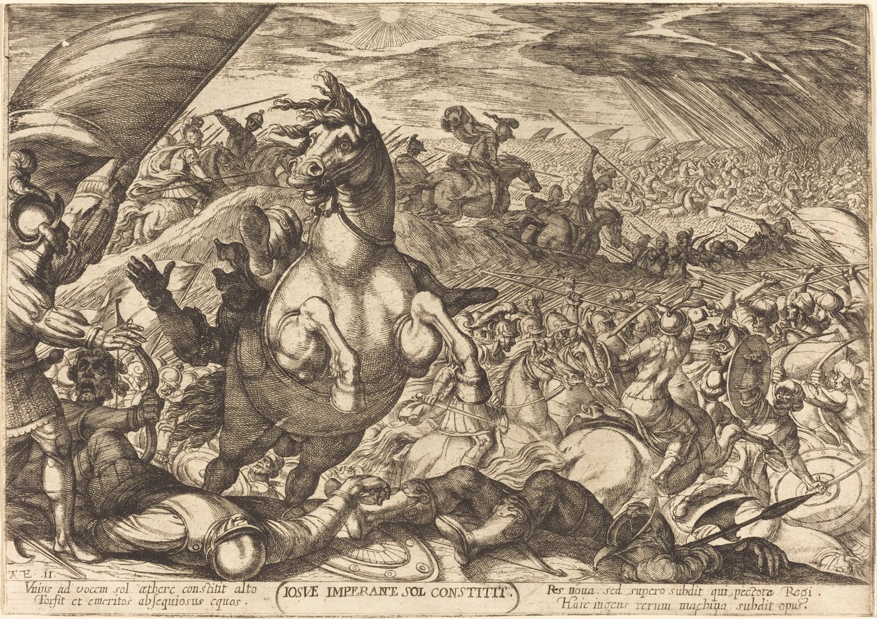 Joshua, Güneşe Durmasını Emriyor by Antonio Tempesta