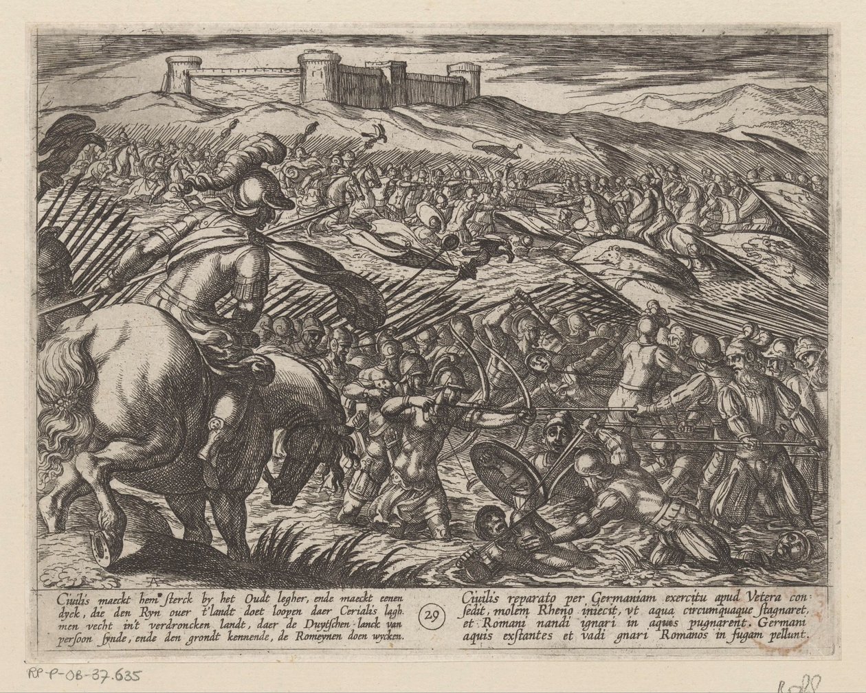 Julius Civilis ülkeyi setlerle doldurdu Romalılara karşı Batavia Savaşları (dizi başlığı) Batavorum cum Romanis Bellum (dizi başlığı) by Antonio Tempesta