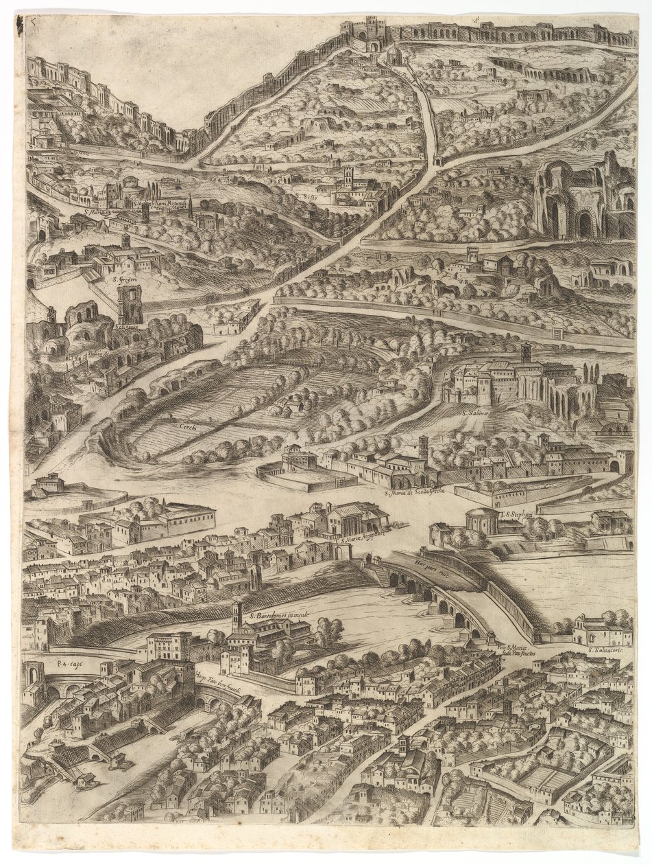 Roma Şehir Planı. Caracalla Hamamları, Santa Sabina ve Part of..., 1645 ile 5. Bölüm. by Antonio Tempesta