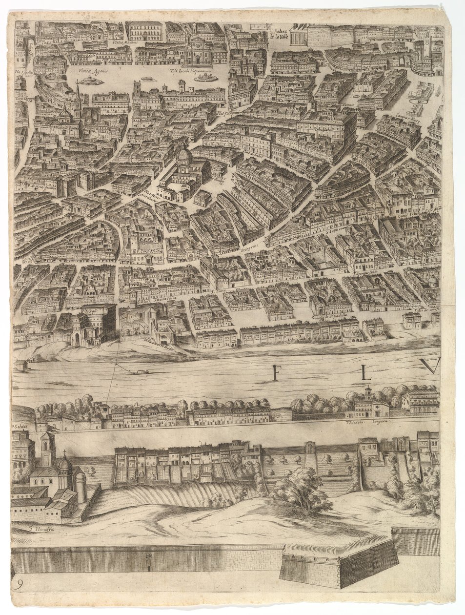 Roma Şehri Planı: Piazza Navona, Campo di Fiore ve Sant..., 1645 ile sayfa 9. by Antonio Tempesta
