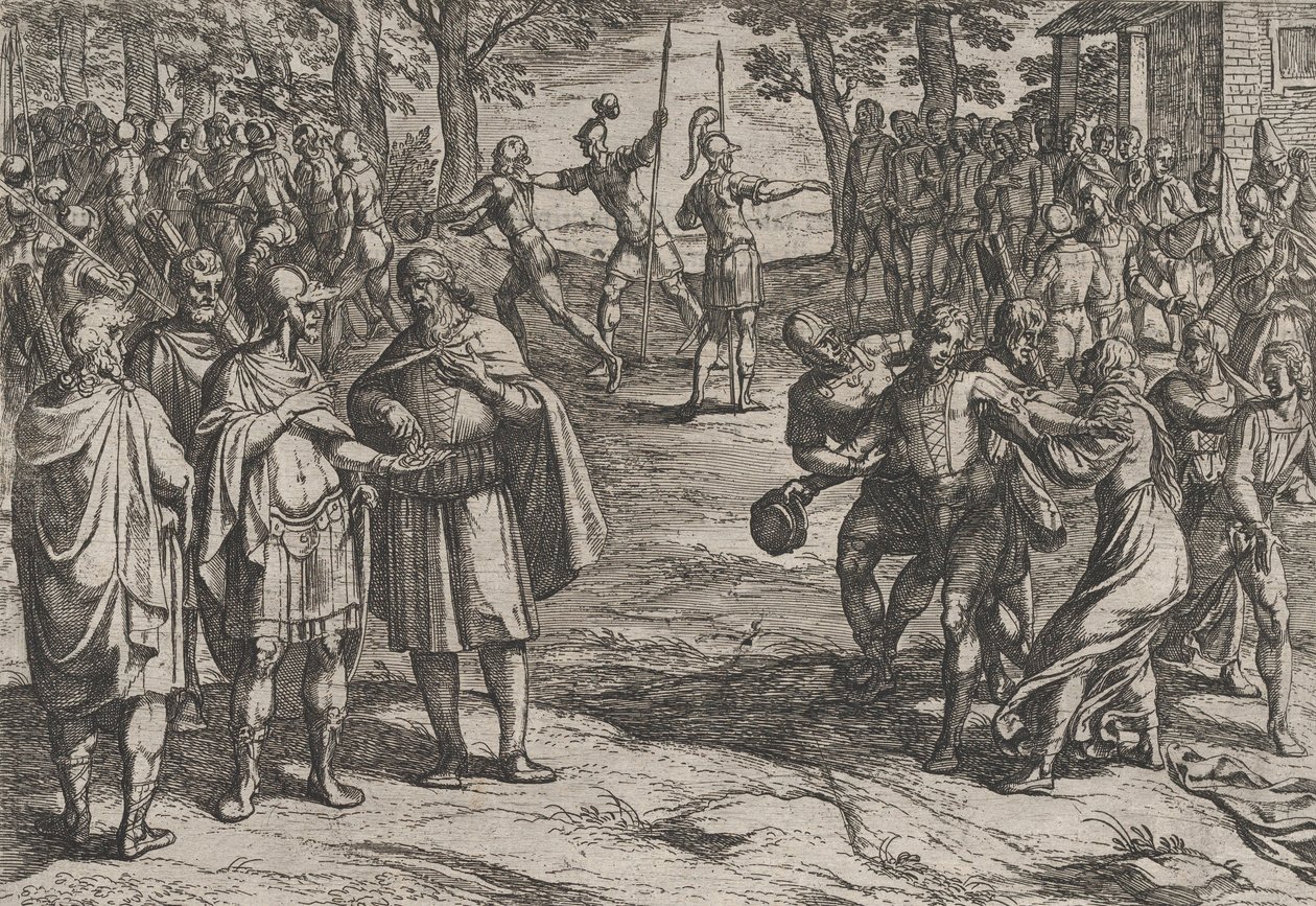 Plaka 2: Savaştan Eski Hollandalı Erkekleri Rehine Olarak Alıp Gençleri Baştan Çıkaran Romalılar..., 1611. by Antonio Tempesta