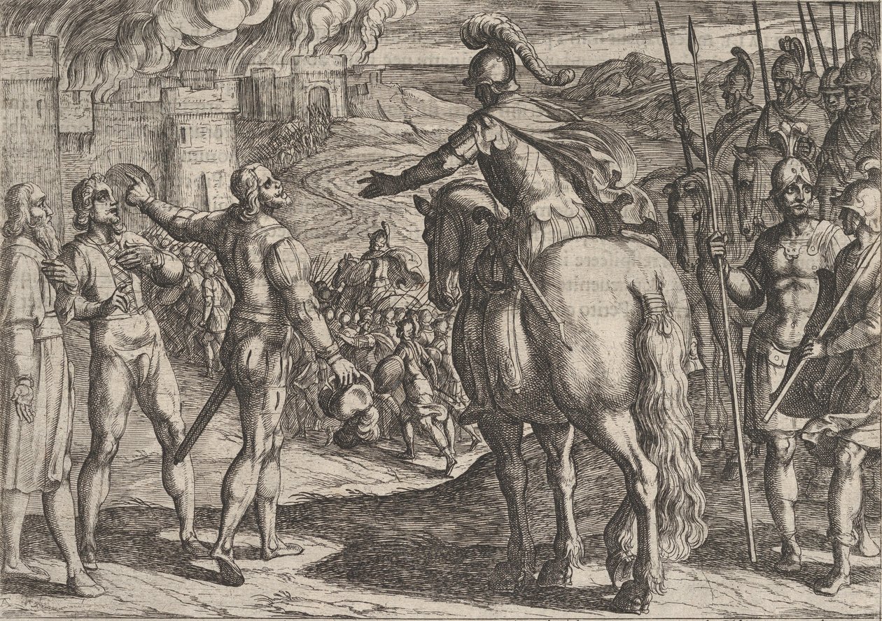 Levha 34: Romalıların Hollanda'ya Karşı Savaşı'ndan Hollanda Kırsal Alanını Yakan Romalılar..., 1611. by Antonio Tempesta