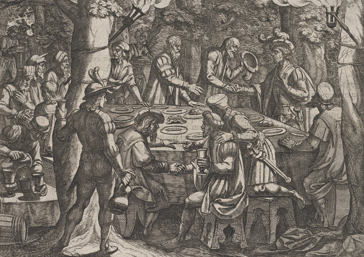 Plaka 4: Civilis, Hollandalı Yaşlılara Romalılar Tarafından Köle Gibi Davranıldığını Söyler..., 1611. by Antonio Tempesta