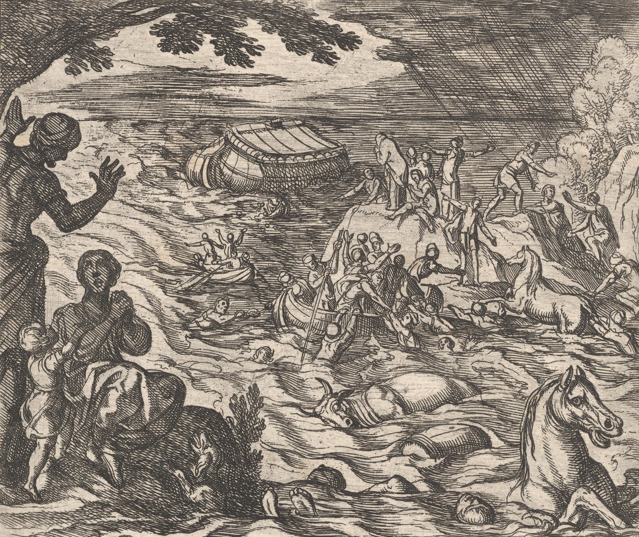 Levha 7: Ovid'in 'Metamorfozları', 1606'dan Flood Diluvium. by Antonio Tempesta