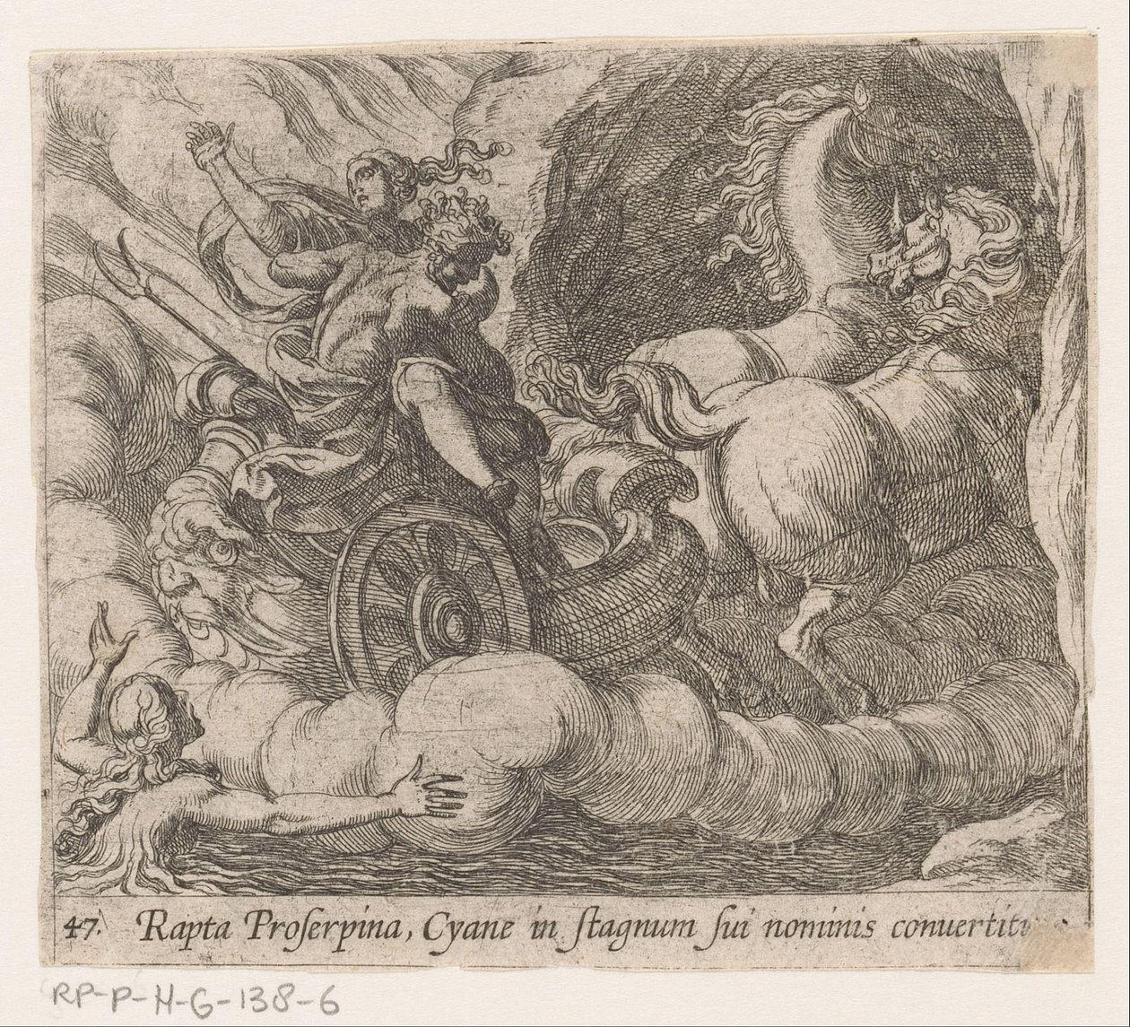 Pluto voert Proserpina, Cyane
